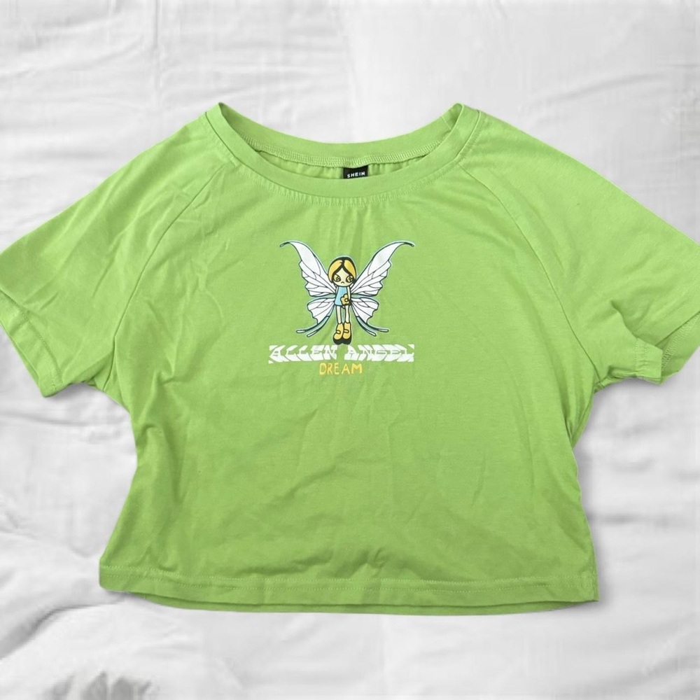 SHEIN Green Graphic Short Sleeve Tee